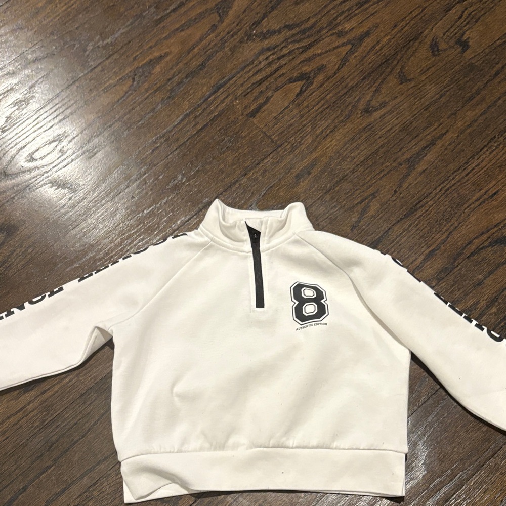 Kids Black and White Half Zip